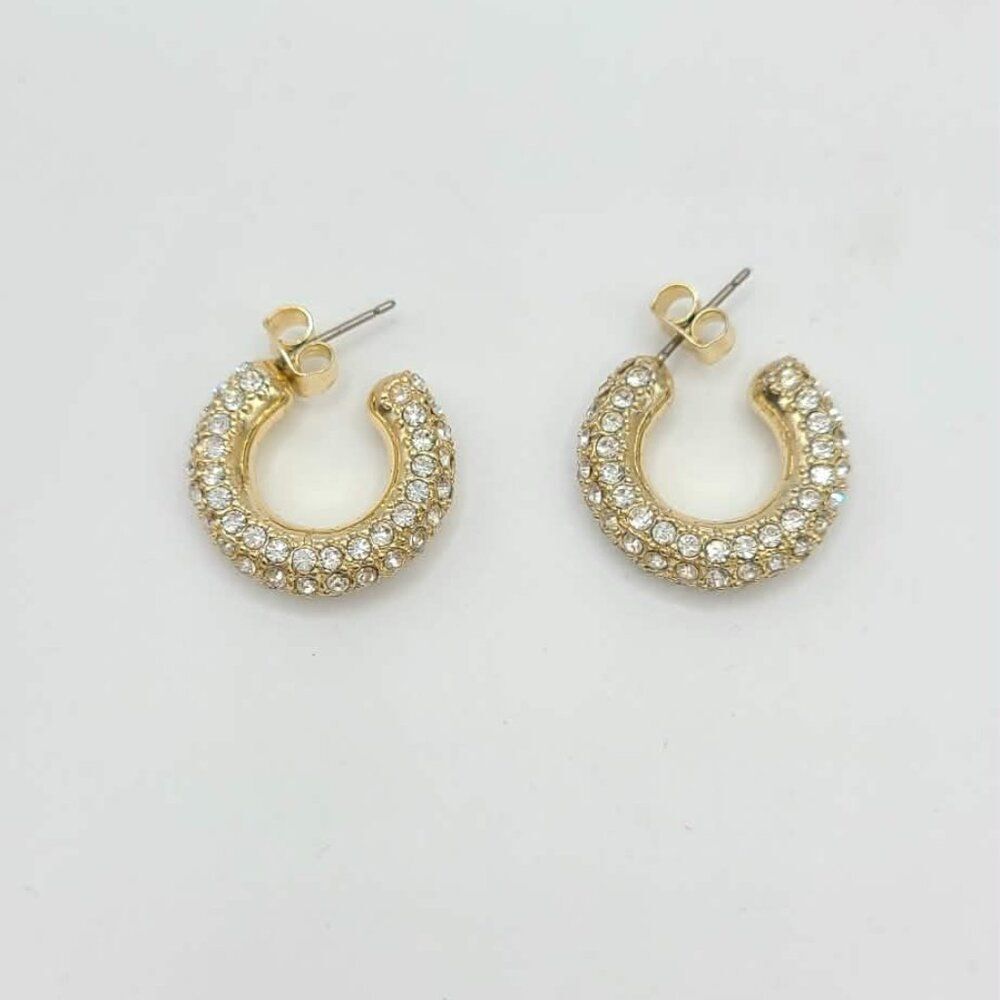 J Crew Small Clear Crystal Pave Hoop NWOT!
